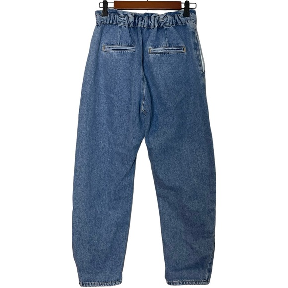 Zara Womens High Rise Paperbag Tapered Balloon Style Jeans Size 4 Medium Wash - Picture 2 of 11